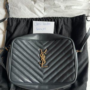 GRAY SAINT LAURENT LOU MATELASSÉ LEATHER CAMERA BAG